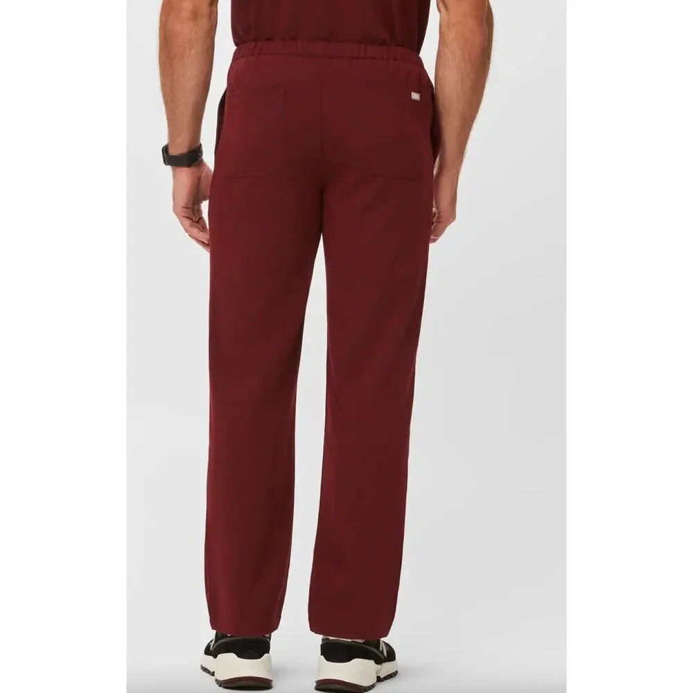 FIGS Pisco Basic Scrub Pants Burgundy Pull-on Elastic-Waist Straight Leg Size M